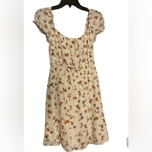 Copper Key Dress, floral on white, flowy empire waist. Medium
